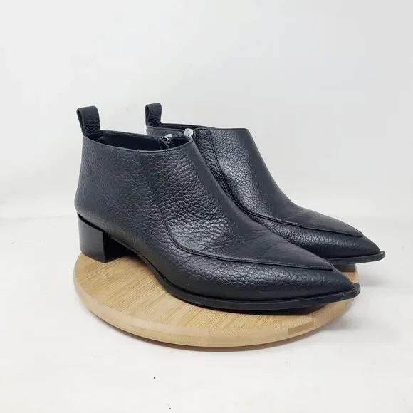Everlane The Boss Bootie Womens 7 Black Leather Pebbled Pointed Toe Ankle Shoes - Picture 6 of 14